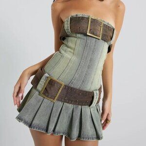 Jaded London Chelsea Denim Kilt Dress